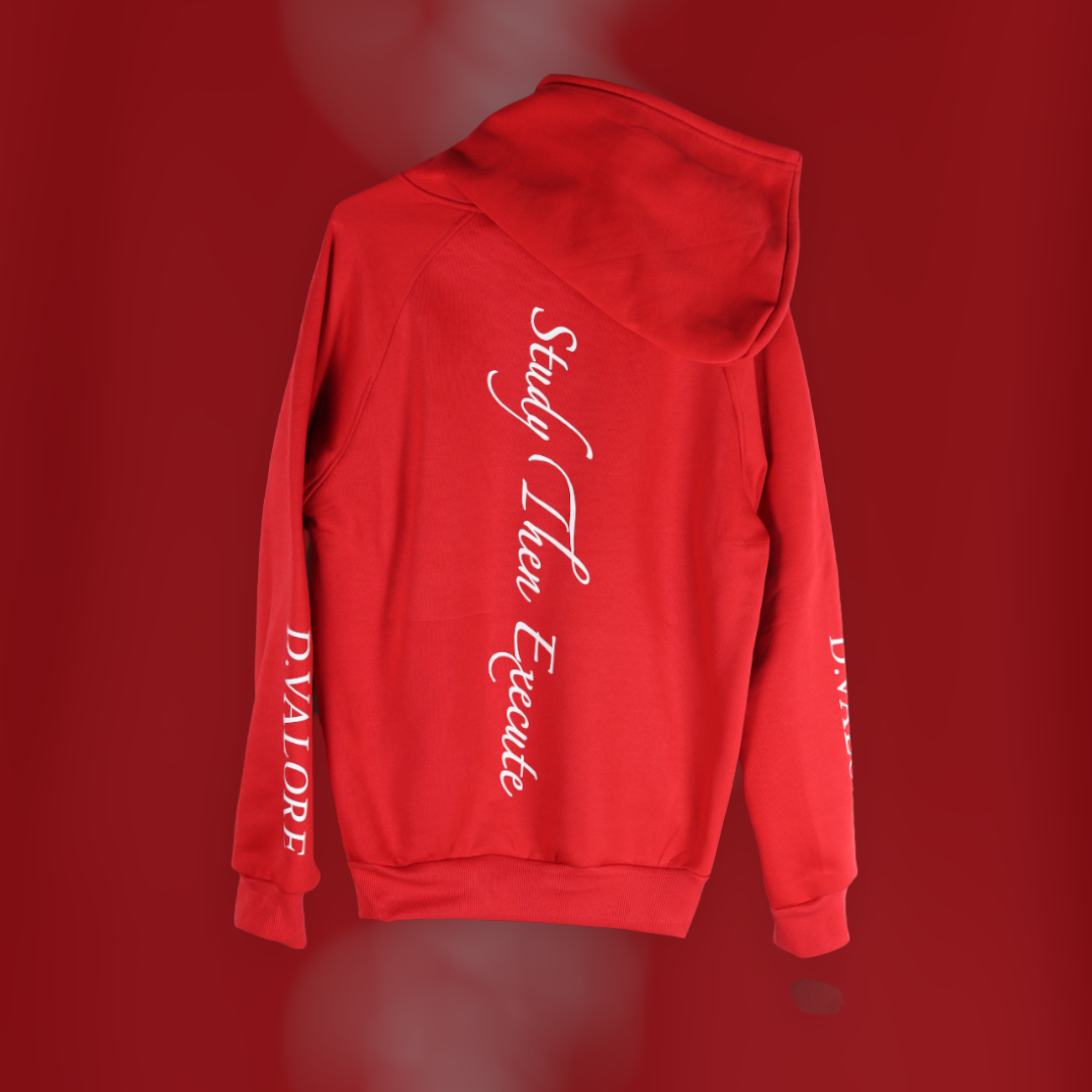 Red "Study Then Execute" D.Valore Hoodie